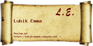 Lubik Emma névjegykártya